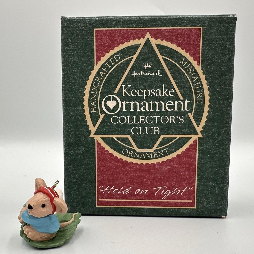 Vintage 1988 Hallmark Keepsake Hold On Tight Collectors Club Mini Ornament Boxed